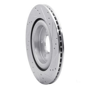 Jaguar S-Type Brake Rotor (1) - Rear Left - R1 Concepts - Drilled & Slotted - Silver - `06-`08